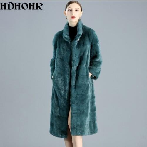 HDHOHR 2020 High Quality New Real Fur Coats Women Long Natural Mink Fur Coats Fashion Warm Winter Short Fur Jackets