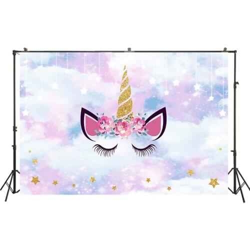 HUAYI Photography Backdrops Birthday Photo Backdrop Unicorn Baby Shower Party Decor Banner Photography Background W-1006