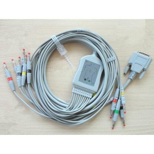 Huizhou Cmics 15-pin 10-lead ECG cable lead wire for Cmics ECG-1206 1220 1230 32A 11D monitor
