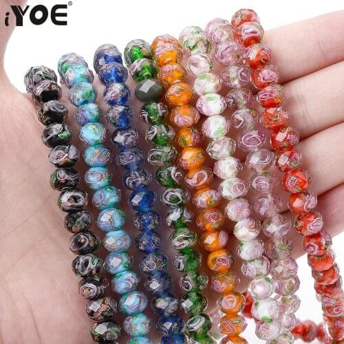 IYOE 10pcs/Lot 8/10/12mm Gold Shinny Flower Beads Irregular Geometric Glaze Beads For Jewelry Making Bracelet DIY Craft Gift