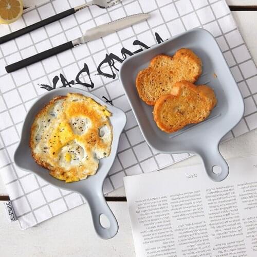 Ceramic Bakeware With Handle Tableware Frosted One-Handed Bakeware Afternoon Tea Snack Tray Nordic Style Kitchen Utensils