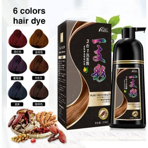 Hair dye 6 colors Natural Argan Oil Instant Hair Dye Shampoo Instant Hair Color Cream Cover Permanent Hair Coloring Shampoo