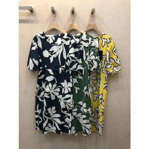 2021 Summer Collection Italian Luxury Design Floral Printed Premium Quality Cotton Classy Office Style Elegant Dress