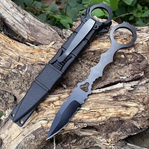 Outdoor survival small straight knife sharp 440C steel blade with sheath field survival knife camping EDC tool