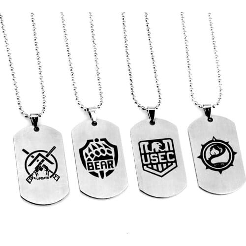 New Arrive Game Escape from Tarkov Stainless Dog Tag Pendant Necklaces BEAR USEC Cosplay Car Keychains for Men Jewelry Gifts