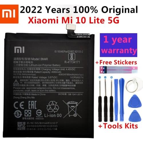 Xiao Mi Original BM4R Battery For Xiaomi Mi 10 Lite 5G BM4R Genuine Replacement Phone Battery 4160mAh With Free Tools