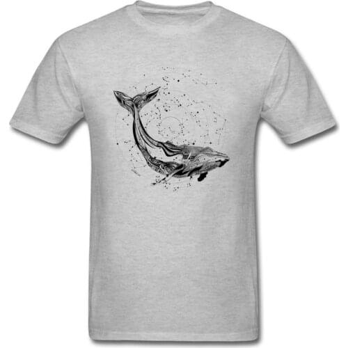 Casual Wild Spirit T-shirts Europe Tshirts Man Grey T Shirt Summer/Autumn Hot Sale Cotton Clothes Whale Print Top Tees