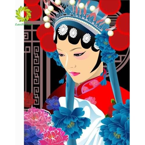Diy 5d diamond painting cartoon Chinese opera round diamond mosaic home decoration embroidery pattern embroidery handmade gift