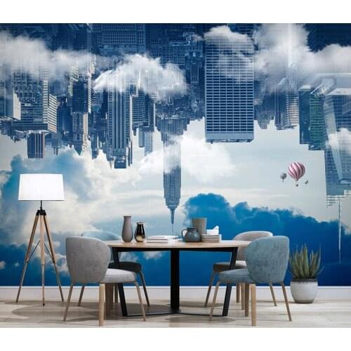 Bacaz Balloon Blue Reverse New York City Wallpaper Mural 3d Wall Mural for Living Room Sofa Background 3d Wall paper Murals