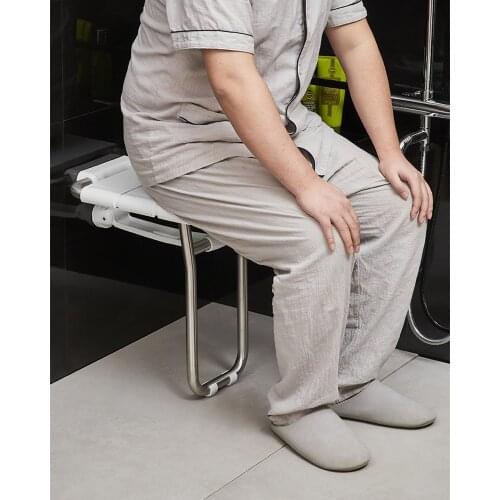 WETIPS Aluminum Alloy Folding Wall Bath Stool Anti-Slip Nylon Shower Seat Elderly Disabled Person Benches Bathing Chairs