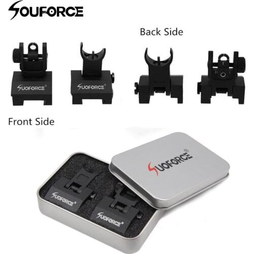 Hot Tactical Hunting Iron Flip Up Front & Rear Sight Low profile folding design Dual Apertures for most Picatinny Weaver rails
