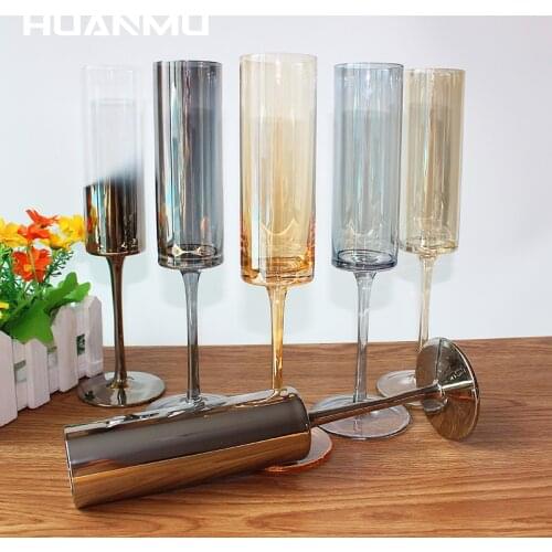 Lead-Free Crystal Glass Goblet Home European Sweet Red Wine Glass Champagne Glass Creative Electroplating Bar Family Drink Cup