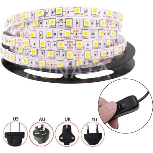 DC 12V Led Strip Light 5050 SMD 60LED/m with Switch Control Power Adapter Waterproof LED Tape Blue/Green/Warm White/Dark Red