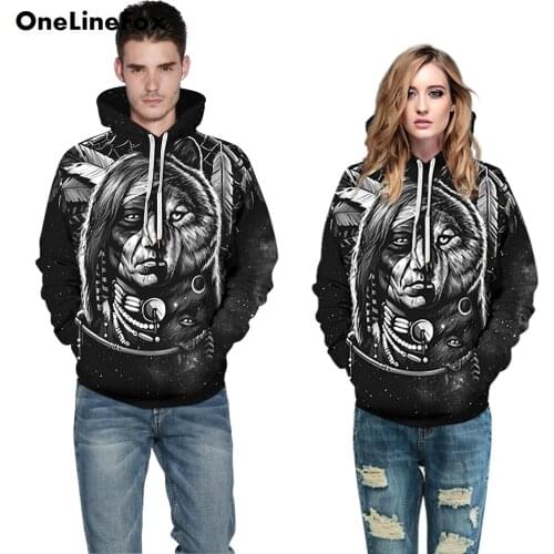 OneLineFox Funny Galaxy 3D Hoodie Printed Animal Black Hoodies Men Women Unisex Hip Hop Sweatshirts Casual Coat Tracksuit