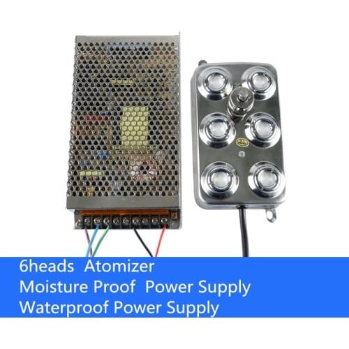 6 Heads Mist Maker Industrial Humidifier ultrasonic water atomizer for Cleaner nebulizer atomizer head and Power supply
