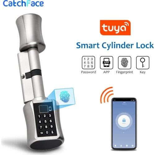Smart Cylinder Door Lock with Fingerprint Bluetooth Tuya APP Digital Code Keyless Lock for European Cylinder