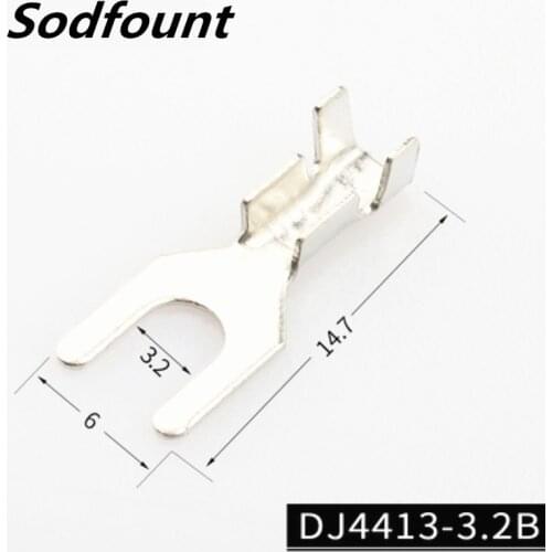 100pcs DJ4413-3.2B 3.2 Fork terminal block Fork-shaped cold-pressed terminal Bare terminal U-shaped Y-shaped lug Grounding lug