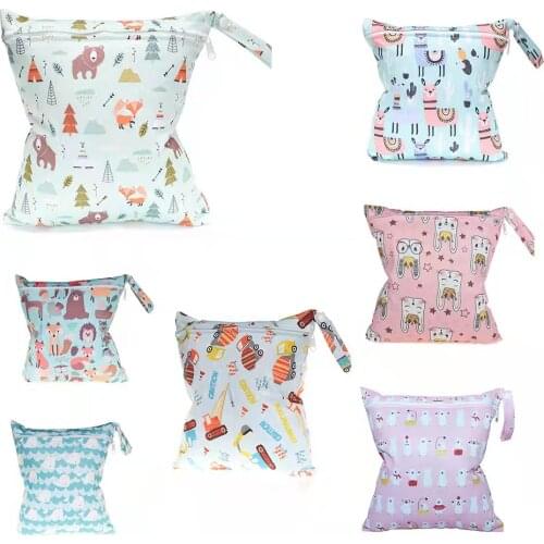 17 colors Waterproof Wet Bags digital print diaper bag can wash urine bag lovely animal pattern single zipper nappy bag