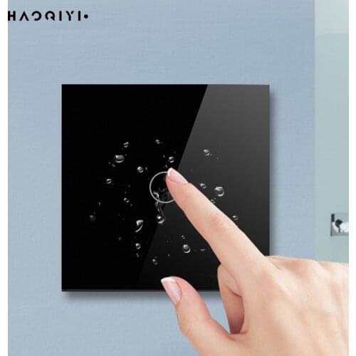 HAOQIYI Light switch interrupter tempered glass panel EU standard 1/2/3gang wall sticker touch switch