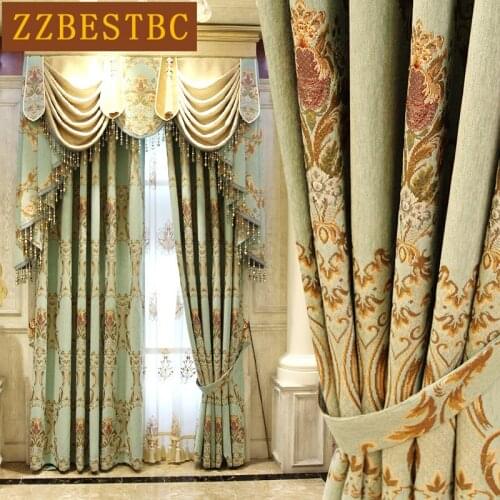 New Classical Customized Thickened Jacquard Shade Curtain for Bedroom Postmodern High Up Curtain Cloth for Living Room/Kitchen