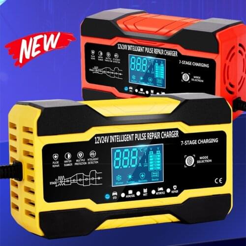 Fully Automatic Car Battery Charger 12V 10A 24V 5A Smart Fast Charging for AGM GEL WET Lead Acid Battery Charger LCD Display