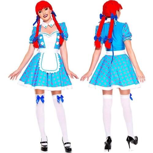 Women Medieval Bavarian Traditional German Oktoberfest Clothes Dirndl Clown Maid Dress Cosplay Beer Party Costume with Apron