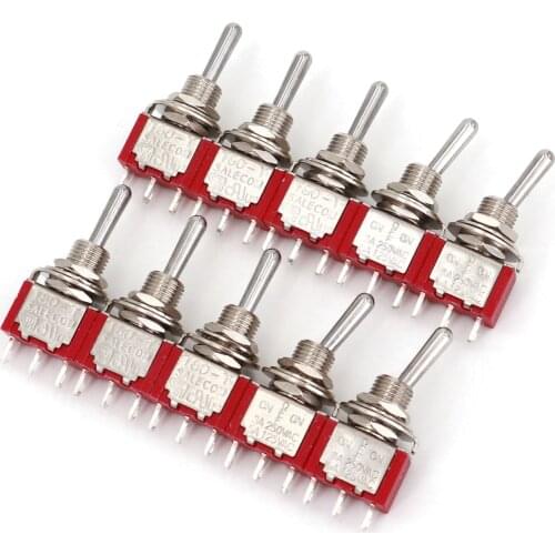 10Pcs SH T8014 3Pin ON-OFF-ON Maintained 3 Position SPDT Mini Toggle Switch