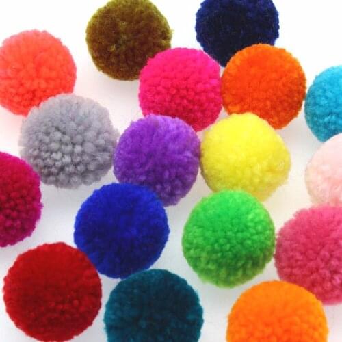 100pcs 30mm Kawaii Round Pom Pom Ball DIY Clothes Accessories Random Mix Colorful Pompom Jewelry Making