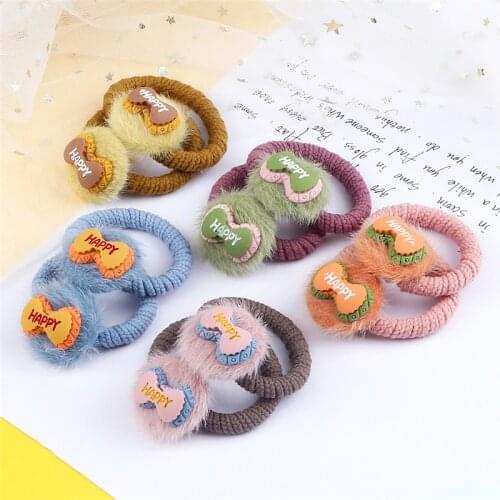 2Pcs/Lot Cute Happy Bowknot Hair Bands Cartoon Elastic Headband for Baby Girls Children Hair Accessories Scrunchies Holder Gifts