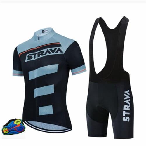 2021 STRAVA Pro Team Summer Cycling Jersey Set Bicycle Clothing Breathable Mens Short Sleeve Shirt Bike Bib Shorts 20D Gel Pad