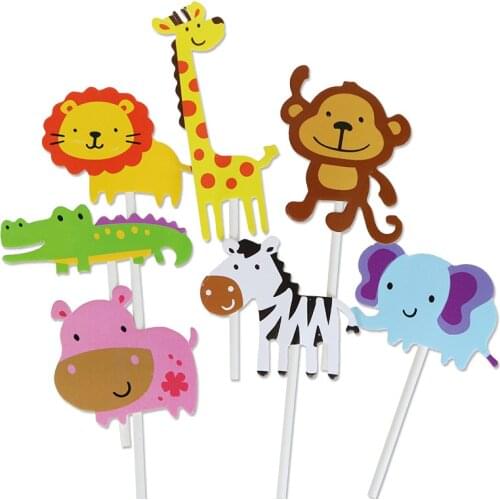 7pcs Woodland Animals Cake Toppers Dinosaur Birthday Party Jungle One1st Birthday Cake Decor Happy Birthday Party Decor Kids Boy