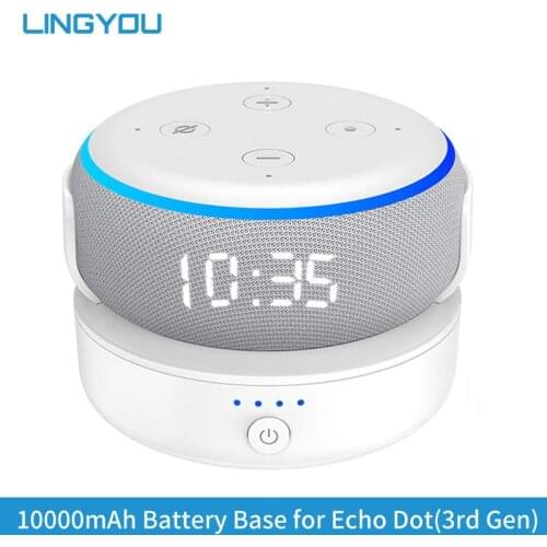 LINGYOU 10000mAh Battery Base for Alexa Amazon Echo Dot 3 3rd Gen Docking Station Rechargeable Battery For Alexa Speaker Mount