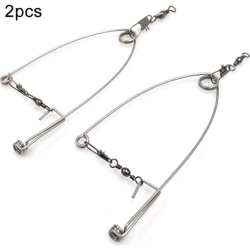 2pcs Automatic Fishing Hook Trigger Stainless Steel Spring Fishhook Bait Catch Ejection Catapult Full Speed Fish Accessories