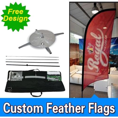 Free Design Free Shipping Single Sided Cross Base Banners Flag Signs Advertising Feather Flag Nation Printed Feather Flags