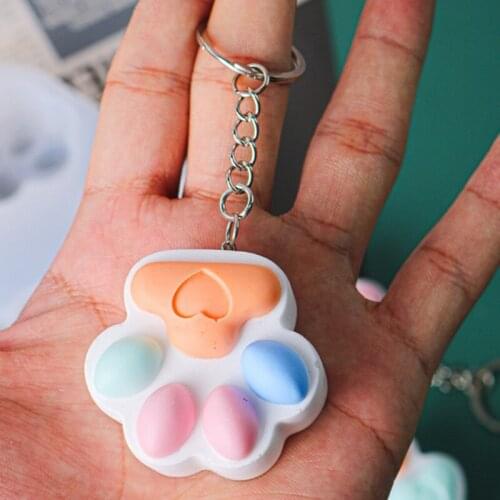 Q39C Shiny Glossy love Silicone Mold Love Cat Paw Epoxy Resin Mold DIY Keychain Jewelry for Valentine Gift Craft