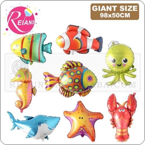 Large Fish Balloons, Foil Shark Balloon Sea World Horse Star Globos Birthday Party Decorations Kid Inflatable Toys Wedding Decor