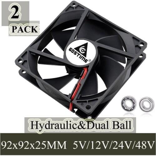 2PCS Gdstime 90mm 92mm Computer Case Fan 92x92x25mm 5V 12V 24V 48V 2PIN 3PIN USB Cooling Cpu Cooler Fan 9225 Sleeve/Ball Bearing