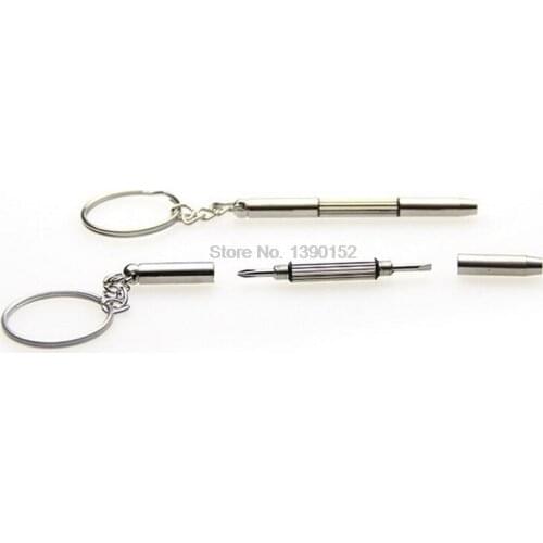 By dhl 1000pcs practical 3 in1 Eyeglass Screwdriver Hand Tools Watch Repair Kit with Keychain