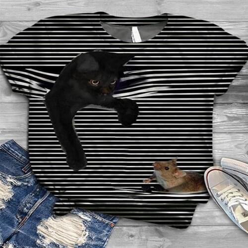 Plus Size S-4XL T Shirt 3D Animal Print T-Shirt Women Tshirt O Neck Short Sleeve Shirts for Women Black Tops Tee