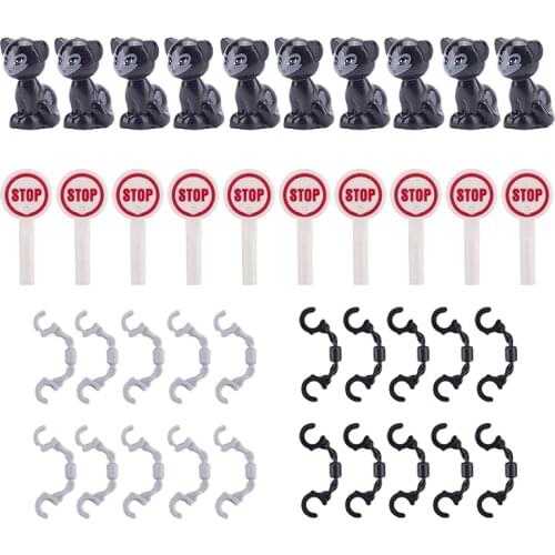 MOC City STOP Traffic Light Road Building Blocks Handcuffs Cat Model Minifigs Accessories Police Parts Kid Creatives Gift Toys