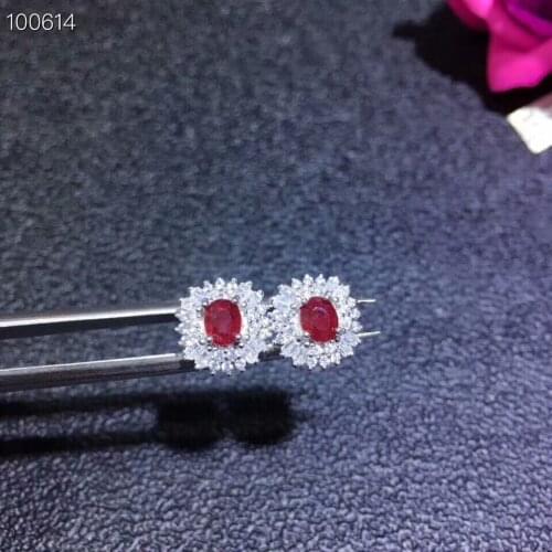 KJJEAXCMY fine jewelry 925 pure silver inlaid natural ruby female stud support test