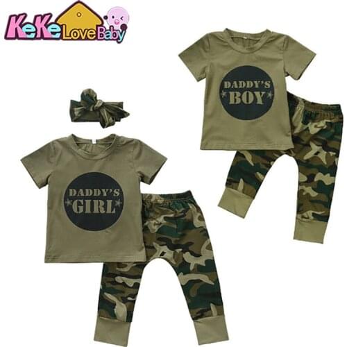 2020 Hot Selling Fashion Baby Boy Clothes Set Short Sleeved Camouflage T-shirt+Pants 2pcs Newborn Baby Girl Clothing Set Outfits