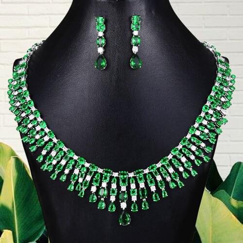 GODKI Trendy Luxury 2PCS Tassels Statement Jewelry Set For Women Wedding Full Cubic Zircon Dubai Bridal jewelry Set 2020