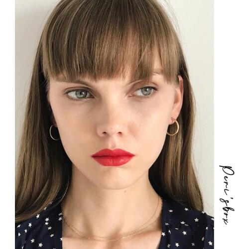 PerisBox Steampunk Gold Sliver Plated Round Hoop Earrings Statement Small Big Earrings Hoops Minimalist Earrings 13mm 18mm 25mm