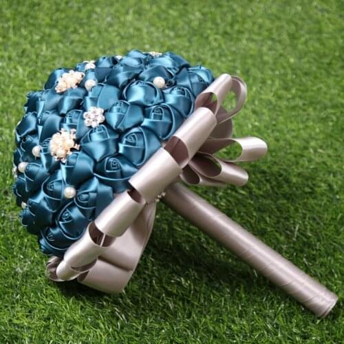 Hot selling white and grey crystal bridal wedding bouquets for wedding decoration