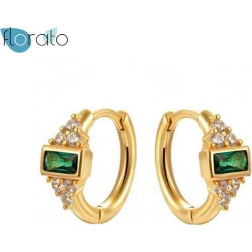 925 Silver Ear Buckle Crystal Small Hoop Earrings Gold Color Round Huggie Hoop Earrings Wedding Engagement Jewelry Accessories