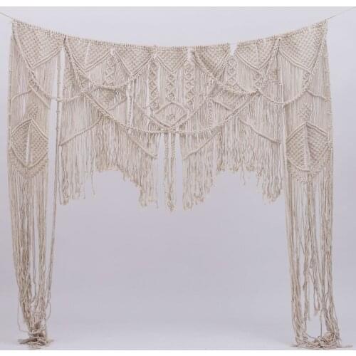 Boho Wall Hanging Tapestry for Farmhouse Wedding Cafe Hand Knitted Cotton Curtains Macrame Patio Wedding Backdrop Party Drapes
