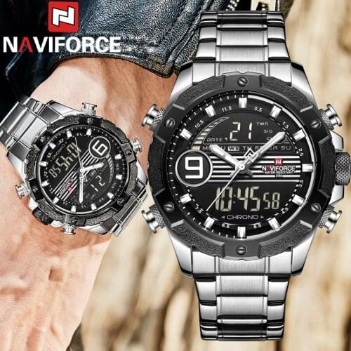 NAVIFORCE Men Watches Top Brand Luxury Military Waterproof LED Digital Sport Mens Clock Male Wristwatch relogio masculino 9146