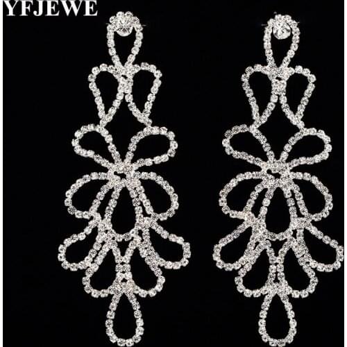 YFJEWE New Arrive Fashion Jewelry Crystal Gold and Silver Plated Long Bangle Earrings Wedding Accessories Drop Earring E373