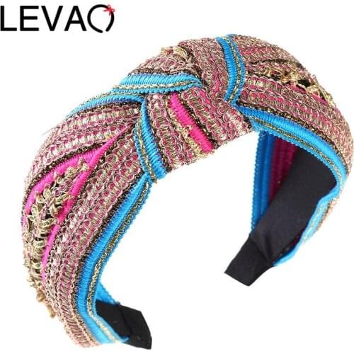 LEVAO New Wide Weave Headband Knot Hair Hoop For Women Simple Polyester Fabric Girls Folk-custom Hairband Accessories 2021